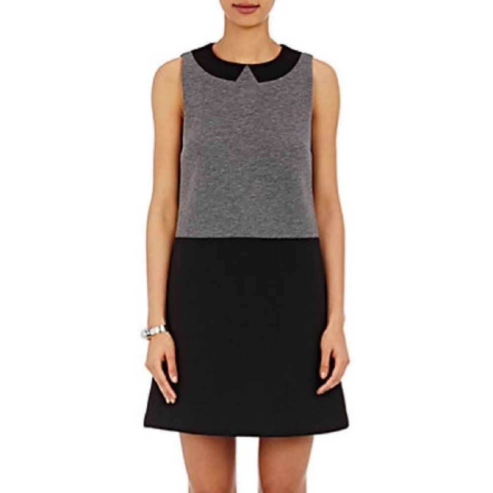 Lisa Perry grey and black colorblocked neoprene sleeveless shift dress